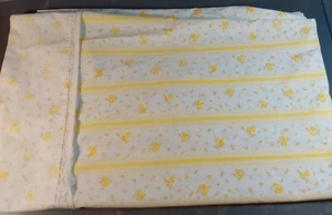 Percale Fashion Manor Vintage Twin Flat Sheet Pillowcase Yellow Flower Lace - Picture 1 of 4