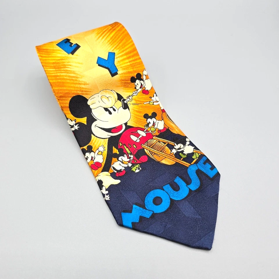 Corbata de cuello Mickey's Nightmare Atlas Design para hombre amarillo azul largo 56" ancho 3,75" Foto 1 de 4