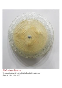 PLAFONIERA A 1 LUCE IN VETRO AMBRA GRANIGLIATO 45x15 - Imagen 1 de 1