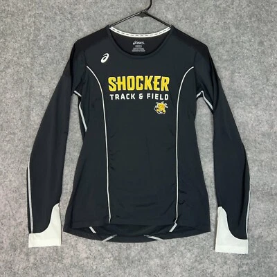 Wichita State Shockers Womens Shirt Small Asics Black Yellow NCAA Track Run A3 - Image 1 of 4