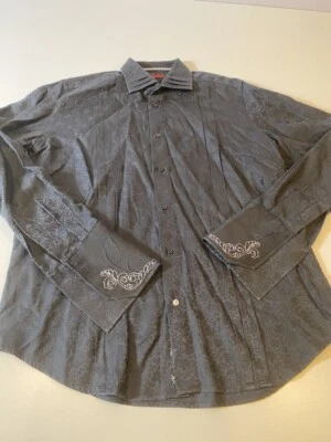 Robert Graham Shirt Men's Large Black Paisley Flip Cuff Classic Button-Up - Image 1 of 4