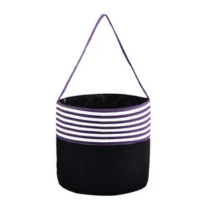 Halloween All Canvas bucket / tote / bag - Purple Stripes - Picture 1 of 1