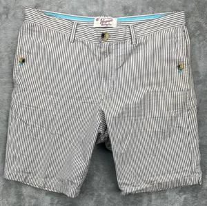 Original Penguin Men's Seersucker Shorts 34 Navy/White Textured Flat Front - Picture 1 of 12