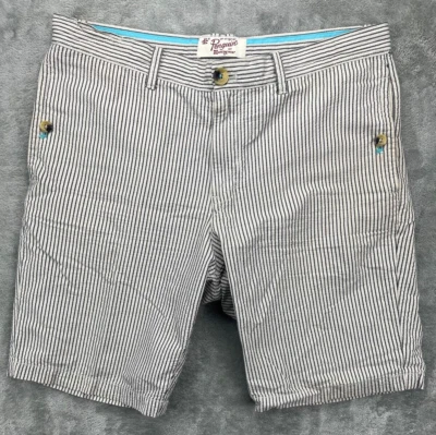 Original Penguin Men's Seersucker Shorts 34 Navy/White Textured Flat Front - Image 1 of 4