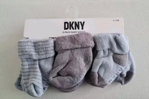 NEW DKNY Baby Socks Size 6-12 Months Grey 6 Pack - Picture 1 of 9