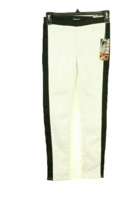 Pantalones de mezclilla elásticos para niñas Tractor blancos con ribete negro talla 8 Foto 1 de 4