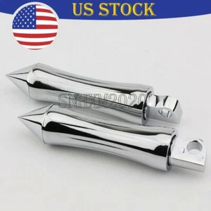 Chrome Aluminum Spike Foot Pegs Fit For Harley Touring Cruiser Chopper Bobber - Imagen 1 de 7