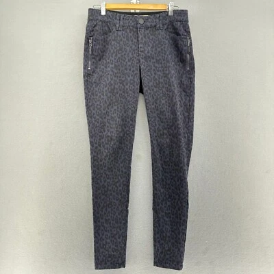 Democracy Leopard Print Purple Ankle Skinny Zip Pocket Pants SZ 6 AB Technology - Image 1 of 4