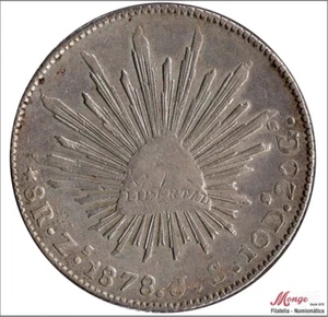 Mexico 8 Reales 1878 JS / Zacatecas / 27,07 gr. plata MBC / VF KM00377.13- - Bild 1 von 2