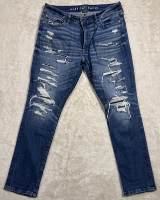 AMERICAN EAGLE AIRFLEX + JEANS AJUSTADOS RECTOS MEDIO DESTRUIDOS W33/L30 Foto 1 de 4