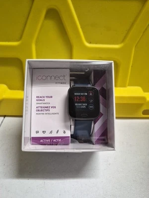 iConnect by Timex Square Black Silicone Smartwatch. TW 5M34300 SO - Image 1 of 4