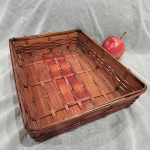 Bandeja de letras de bambú japonesa de colección tejida a mano 14,5" x 11" rectangular marrón boho - Imagen 1 de 11