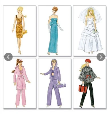 2010 McCall's Crafts Pattern M6258 11 1/2" Fashion Doll Clothing New/Uncut - Image 1 of 2