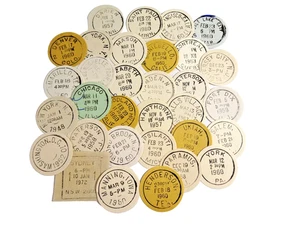 32 pcs Vintage Postal Ephemera Real CUT CIRCLE POSTMARKS 1948-1960 Paper Crafts - Picture 1 of 1