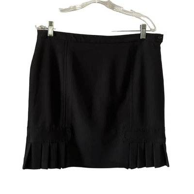 Studio M Black Lined Skirt Size 12 Bottom Pleated Detail at Sides Business Mini - Image 1 of 4