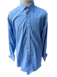 Sulka Blue Button Front Italian Dress Shirt Mens XL  17/34 Long Sleeves - Picture 1 of 7