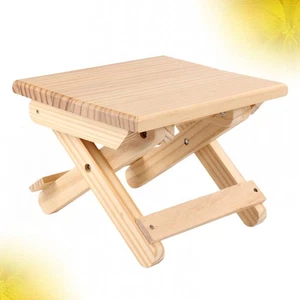 Portable Camping Stool Fishing Chair Outdoor Wooden Foldable Taboret - Picture 1 of 11