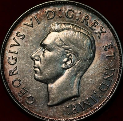 Nice Color 1947 Canada 50 Cents Silver Foreign Coin - Image 1 of 2