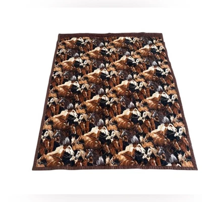 OOAK Wild Horses Cowboy Patchwork Homemade Custom Small Size Quilt Cotton 39x52 - Image 1 of 4