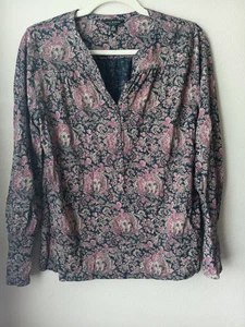 Lucky Brand Paisley Top Blue Pink Size S P - Picture 1 of 4