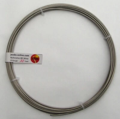 JACOBS ONLINE Nichrome 80 resistance wire, 10 AWG (gauge), 20 feet