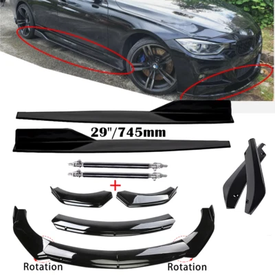 For BMW 320i 328i 330i F30 Gloss Black Front Bumper Rear Lip Spoiler Side Skirt - Image 1 of 4