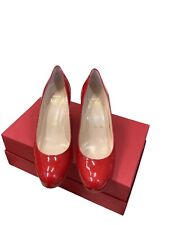 Christian Louboutin Red Patent Leather Round Toe Medium Heels Pumps Red Sole