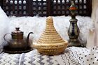 Moroccan Handwoven Artisan Lidded Berber Basket 8.5” to 9” tall by 7.5” to 8” in