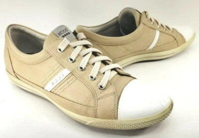 Ecco Street Spikeless 女式高尔夫鞋皮革棕褐色/白色 EU 39/US 7.5-8 码 — 第 1/4 张图片