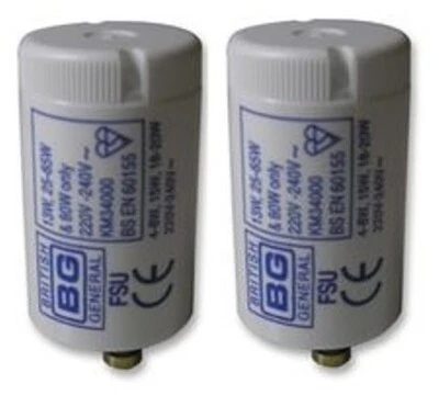 BG (BRITISH GENERAL) 2X AVVIATORE TUBO FLUORESCENTE UNIVERSALE BG FSU 4-80W (GENERALE BRITANNICO) 220-240V