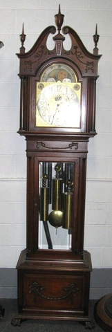 CARVED MAHOGANY ELLIOTT 9 TUBE GRANDFATHER CLOCK Cover