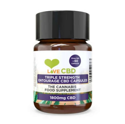 CBD Capsules 30mg Entourage Triple Strength 1800mg x 60 Love CBD Supplement