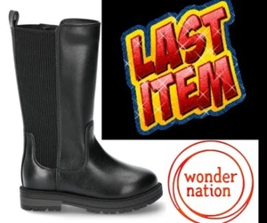 Wonder Nation Girls size 1 Faux Tall Riding Boots color black NEW - Picture 1 of 15