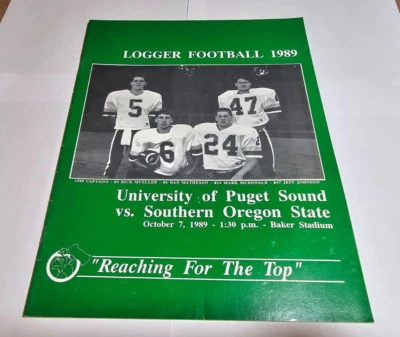 1989 PUGET SOUND vs SOUTHERN OREGON STATE FOOTBALL PROGRAM LOGGERS UPS RAIDERS - Image 1 of 4