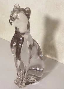 "Estatuilla de gato de vidrio transparente vintage Silvestri Taiwán ROC 6,5"" de alto" - Imagen 1 de 10