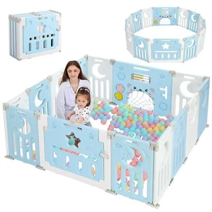 Foldable 10-18 Baby Playpen Large Plastic Kids Play Pen Center Yard Indoor Toy - Picture 1 of 64