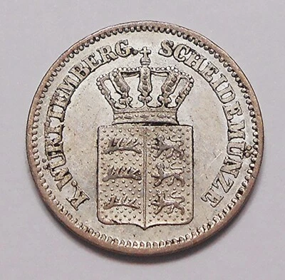 Germany Wurttemberg 1870 SILVER Kreuzer MS UNC * Karl I ONLY 128,000 States Coin - Image 1 of 2