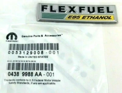 Tapa trasera Chrysler Dodge Flex Fuel E85 placa de identificación de etanol emblema insignia OEM Foto 1 de 4
