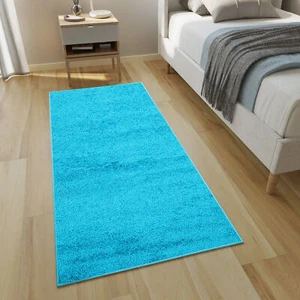 Corredor de alfombras por metro Shaggy turquesa flor alta moderno suave esponjoso ECOTEX - Imagen 1 de 1