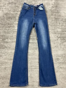 Vince Blue Co Jeans Juniors 5 Blue Flare Button Fly Cotton Blend Denim - Picture 1 of 15