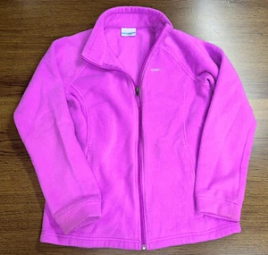 Columbia Jacket Girls Large 14/16 Fleece Full Zip Long Sleeve Pockets Pink READ - Picture 1 of 7