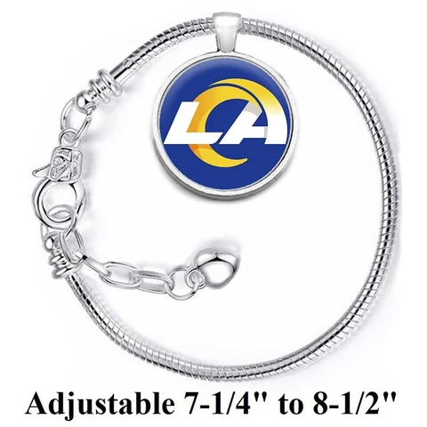 Los Angeles LA Rams Silver Women's Link Bracelet w Gift Pkg D10 Cover
