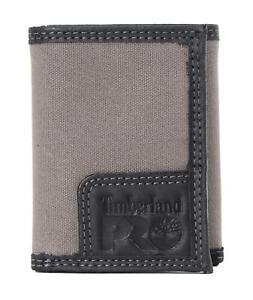 Timberland PRO Men's Canvas Leather RFID Trifold Wallet with Zip Pocket