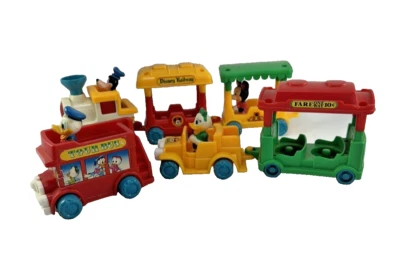 Lote de juegos de vagones de tren de tranvía de juguete de plástico de Disney de colección Minnie Mickey Mouse Foto 1 de 4