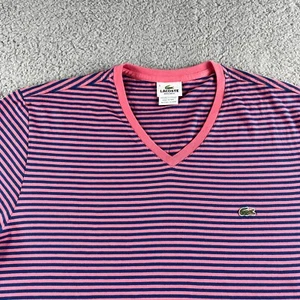 NUEVA Camiseta Lacoste Para Hombre Extra Grande 6 Rosa Azul Rayas Camiseta Calce Regular Preppy - Imagen 1 de 13