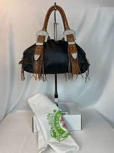 Charm and Luck by Jenny Syquia Black and Brown Rhinestone Buckle Purse - Picture 1 of 11