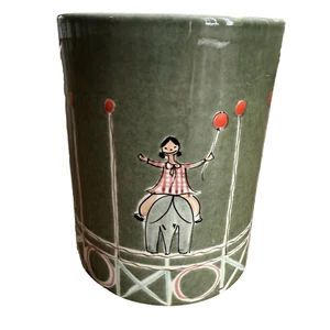 VTG Italian Art Pottery Canister Vase Elephant Kids Hand Painted Ceramic Circus - Picture 1 of 24
