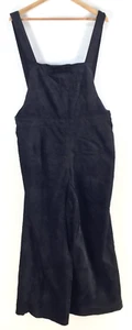 Black friday womens jumpsuit pinafore size 18 black velvet cotton wide leg113761 - Picture 1 of 11