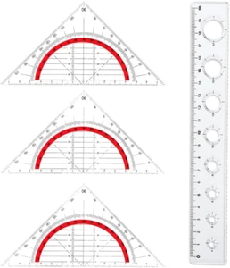 3 Dreieckige Winkelmesser 1 Lineal-Set,lineal geodreieck Set - Bild 1 von 7