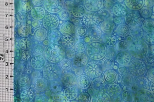 Green blue BATIK cotton quilt fabric FQ circles medallions - Picture 1 of 1